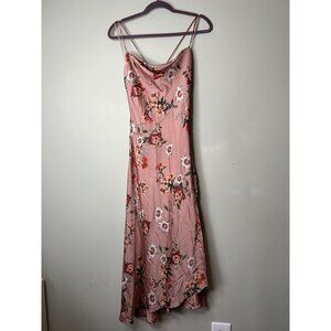 ASTR The Label Gaia Pink Floral Cowl Neck Midi Dress Women's Size Medium M